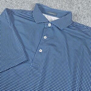 Turtleson Golf Polo Shirt Mens Large Blue White Square Print Performance Golfing